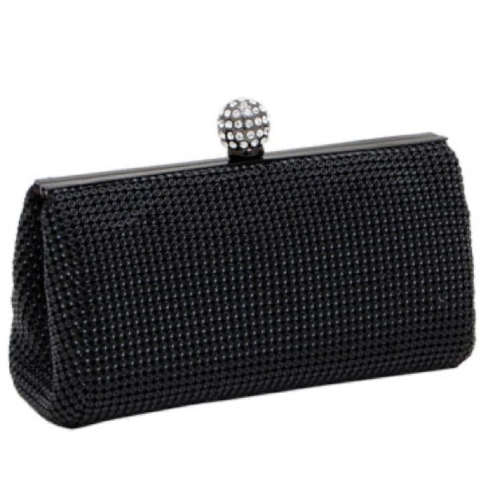 WHITING & DAVIS Crystal Ball Clutch in Black Evening Bag - $310.